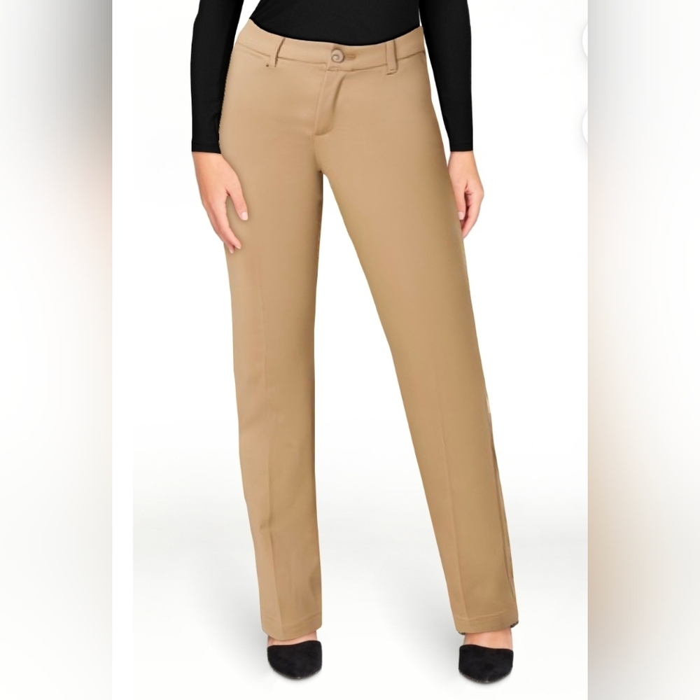 Lee Women’s NEW Mid-Rise Regular Fit Straight Leg Pants – Flax